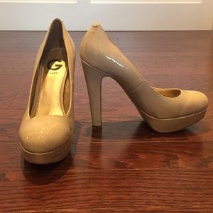 G By Guess Nude Patent Leather Heels